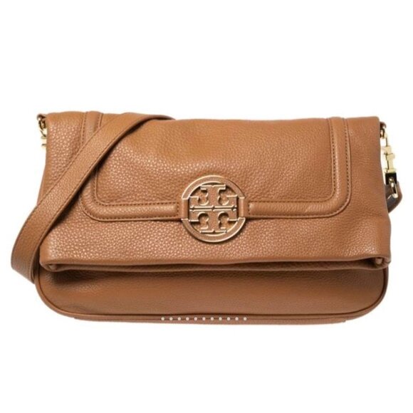 Tory Birch Amanda Crossbody Foldover Bag Tan Leather $425 [jb] - Picture 2 of 9